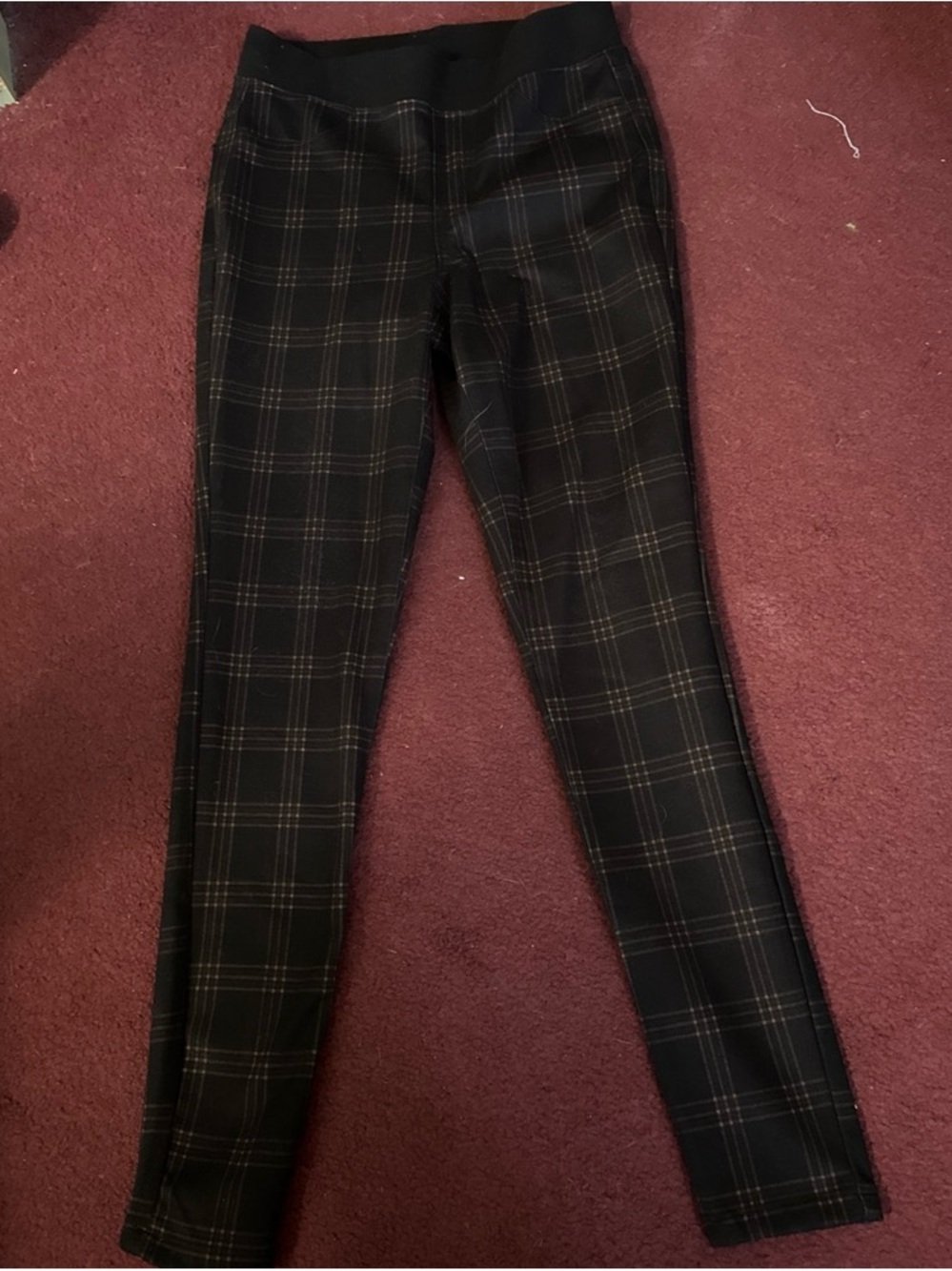 Woman’s  Black Plaid Stretch Pants